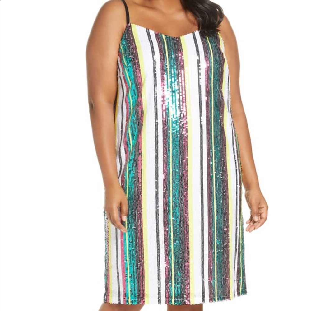 ELOQUII rainbow sequin cocktail dress - Picture 2 of 4